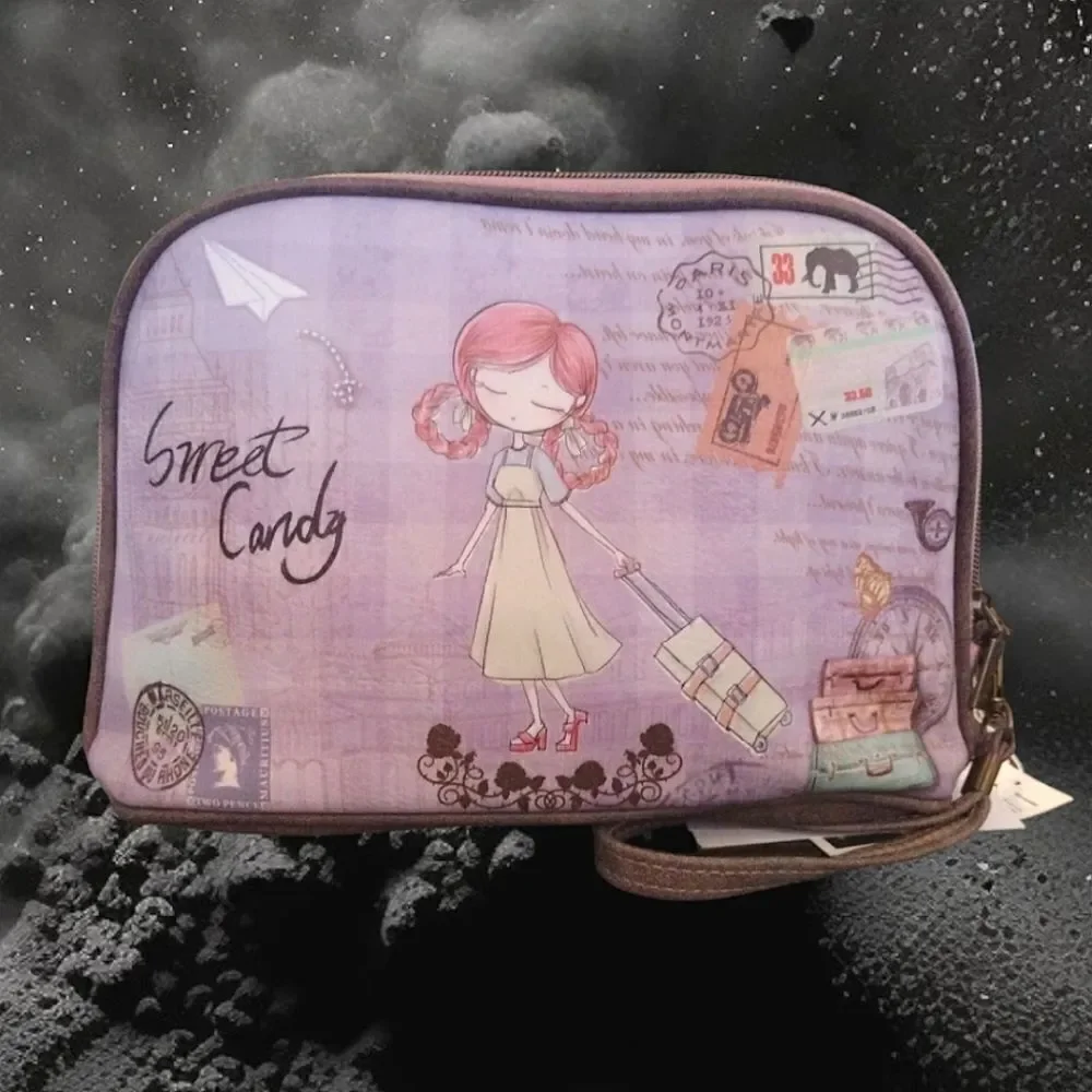 Sweet‎ And Candy Purple Sweet Candy Printed Travel Toiletries Bag NWT Makeup Bag